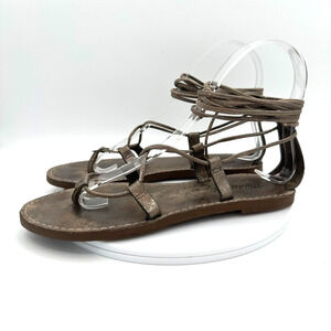 MADEWELL The‎ Boardwalk Gladiator Sandals Womens 5.5 Gold Leather Strappy Beach